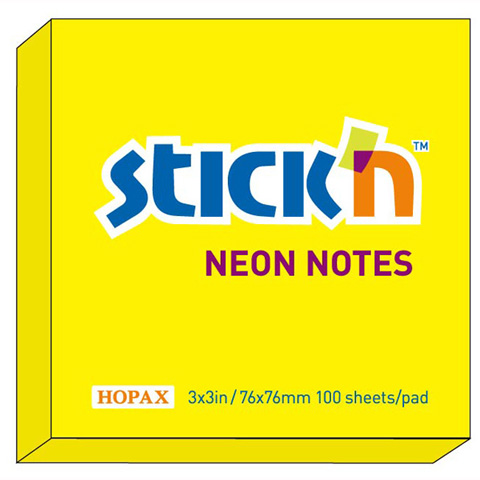Notes samoprzylepny 76x76 100k. neon żółty Stick"N
